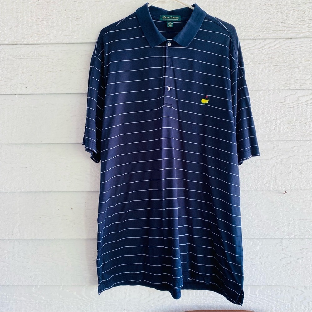 MASTERS | Amen Corner Navy Striped Blue Polo XL